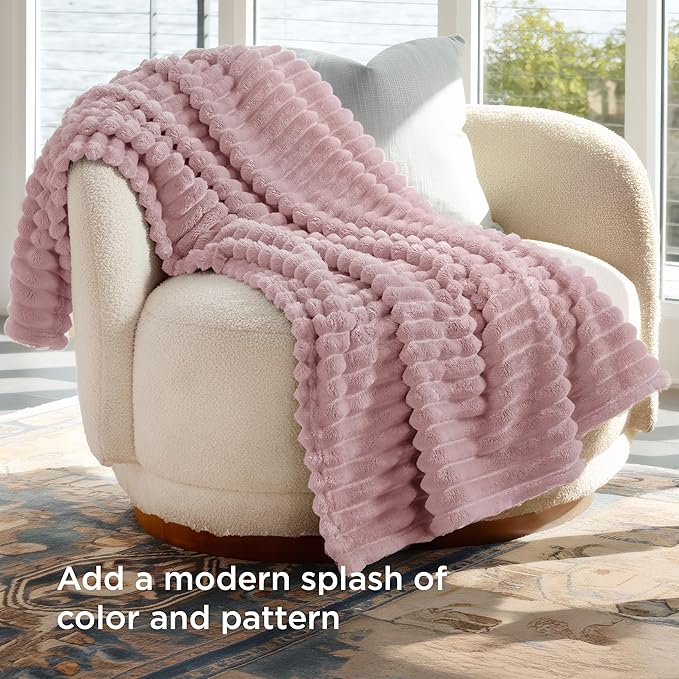 Bedsure GentleSoft Pink Fleece Blanket for Couch - Cozy Soft Blankets for Women, Cute Small Throws for Girls, 50x70 Inches
