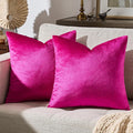 GIGIZAZA 18x18 Pillow Covers Set of 2 Velvet Throw Pillows Decorative Hot Pink Covers for Couch Sofa Bedroom Pillowscase