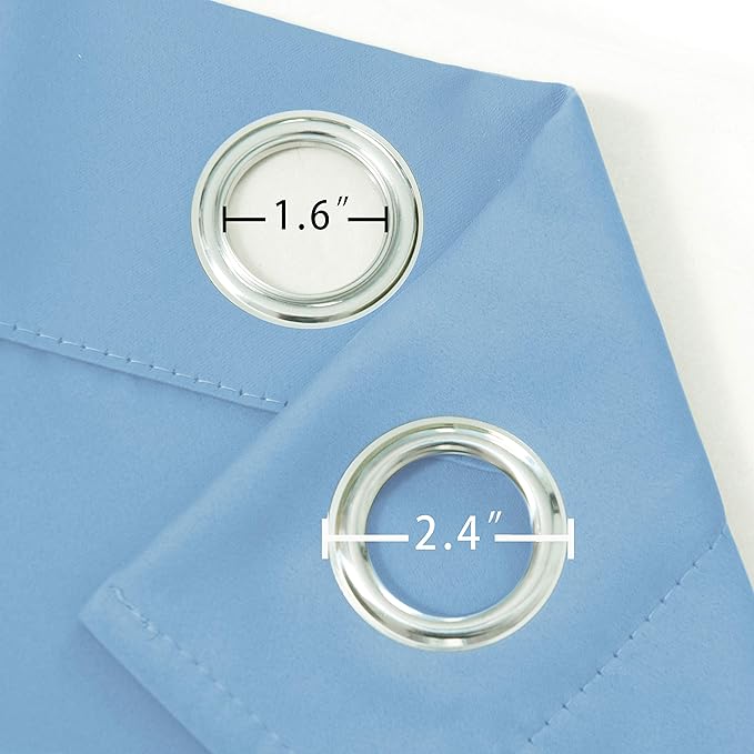 LEMOMO Sky Blue Blackout Curtains/38 x 54 Inch/Set of 2 Panels Thermal Insulated Room Darkening Curtains for Bedroom
