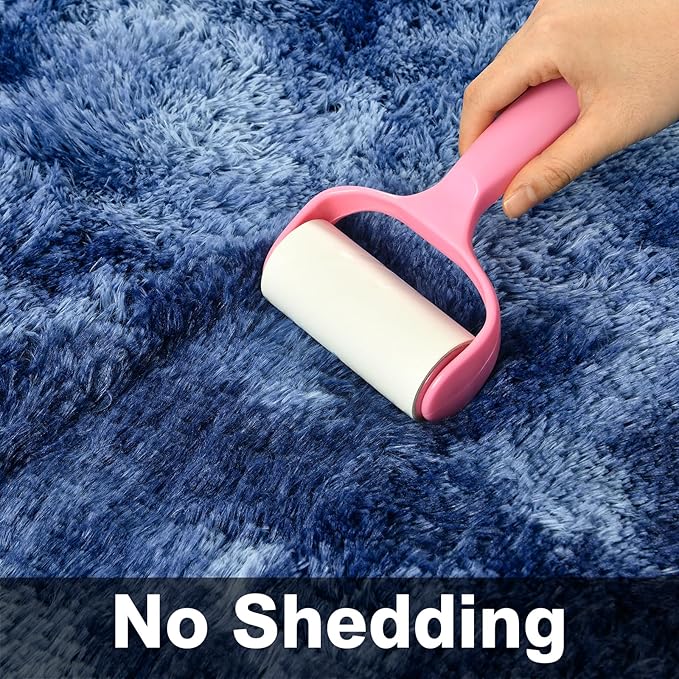 Deerhoo Large Shag Area Rugs 5 x 8, Plush Fuzzy Rugs for Living Room, Ultra Soft Fluffy Furry Rug for Bedroom, Indoor Carpet Nursery Rugs for Kids Room Home Decor, Tie-Dyed Navy Blue