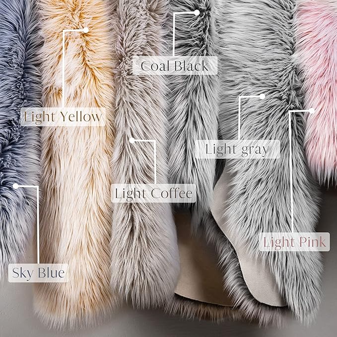 Ashler faux fur rug, Fluffy Shaggy Area Rug Ultra Soft 2.2 x 6 Feet Rectangle Fur Rug, Frosted Bottom Gray Fuzzy Rug Machine Washable Shag Rug, Nursery Decor Throw Rugs for Bedroom, Living Room
