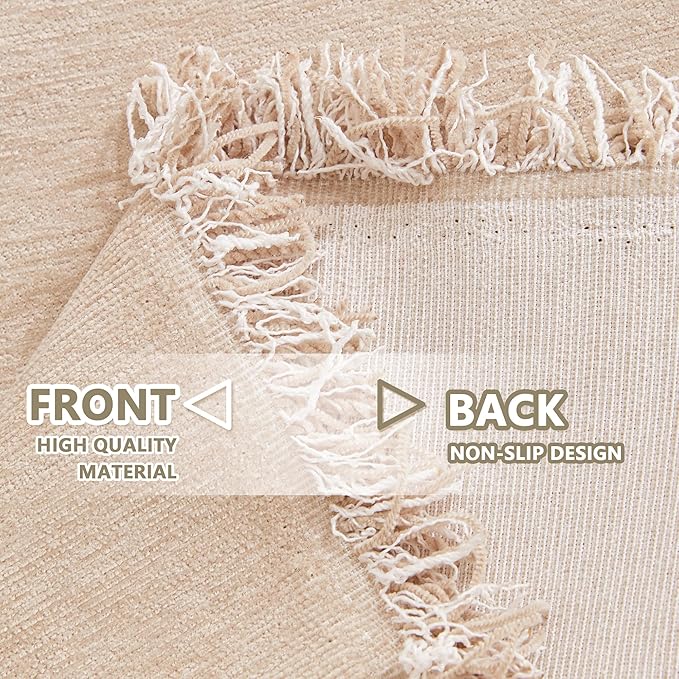 MYSKY HOME Couch Cover 3 Cushion Sofa with Tassel Chenille Sofa Covers Couch Covers for 3 Cushion Couch Sofa Slipcovers for Sectional l Shaped Couch Dogs Protector Furniture Covers, 91" X150", Khaki