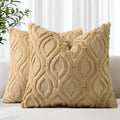 decorUhome Throw Pillow Covers 18x18 Inch Set of 2, Soft Plush Faux Wool Khaki Solid Couch Pillow Covers, Accent Farmhouse Neutral Square Pillow Cases for Sofa Bed Living Room