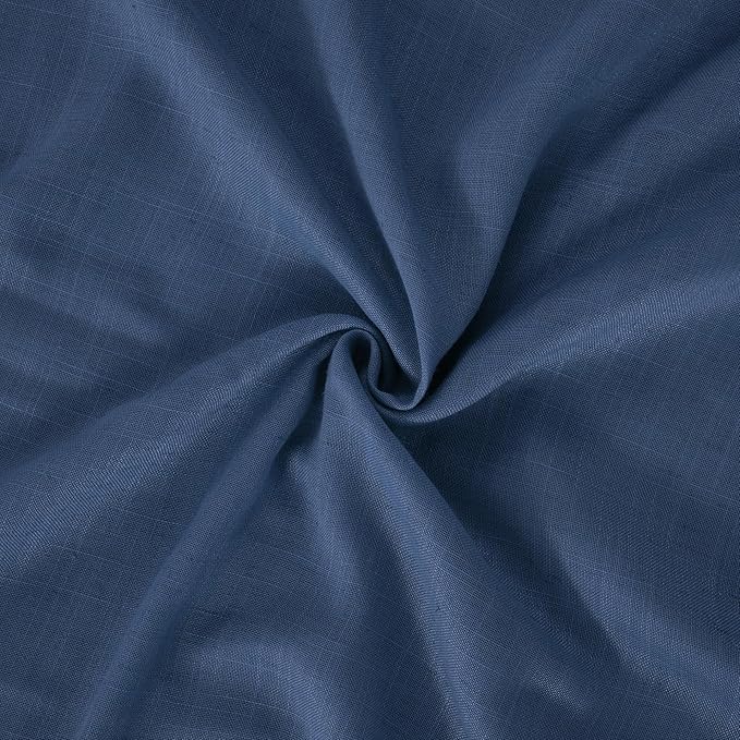 BGment Navy Blue Small Linen Curtains 36 Inch Length for Kitchen Window, Semi Sheer Drapes Lightweight for Bathroom Cafe Decor with Rod Pocket, 2 Panels Set, 30 Inch Wide