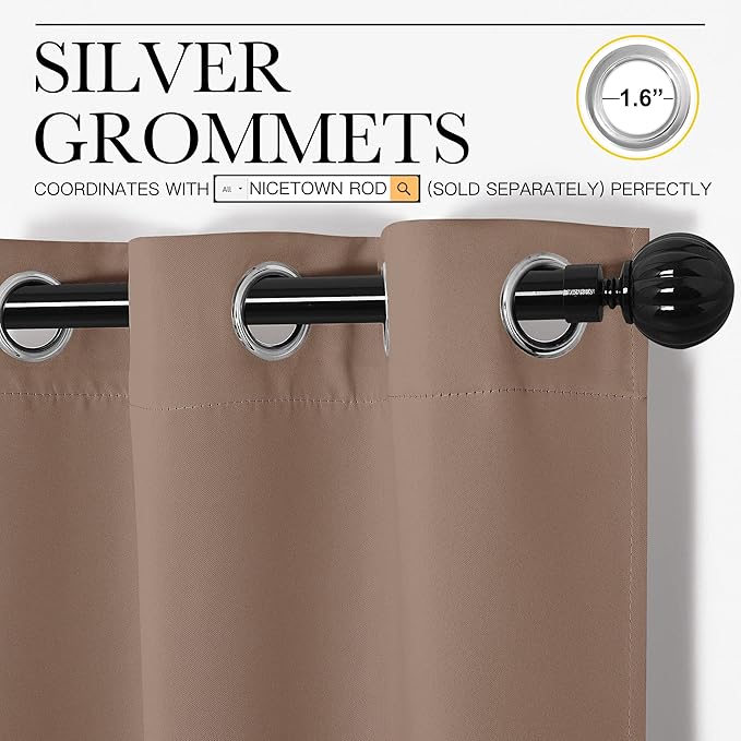 NICETOWN Blackout Draperies Curtains Panels - Window Treatment Thermal Insulated Solid Grommet Blackout Curtains/Panels/Drapes for Bedroom (Set of 2 Panels, 55 by 86 Inch, Cappuccino)