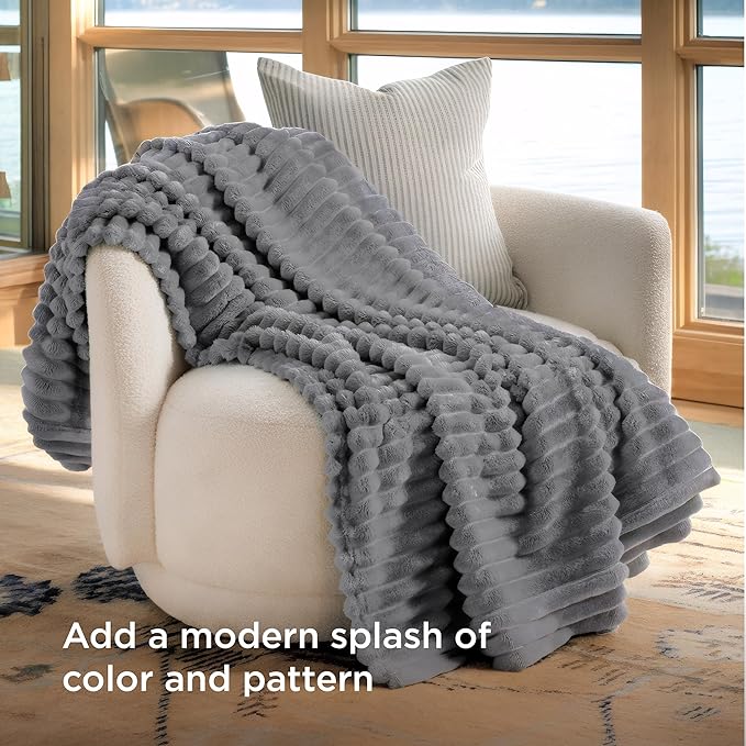 Bedsure GentleSoft Frost Gray Twin Blanket for Bed - Cozy Soft Blankets for Women, Cute Large Throws for Girls, 66x90 Inches