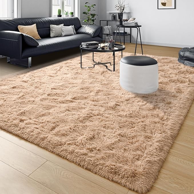 Tepook Area Rugs 9x12 for Living Room, Super Soft Fluffy Rugs for Bedroom, Modern Shaggy Rug Fuzzy Carpets for Kids, Plush Indoor Nursery Home Decor Rug with Non-Slip Bottom, Beige