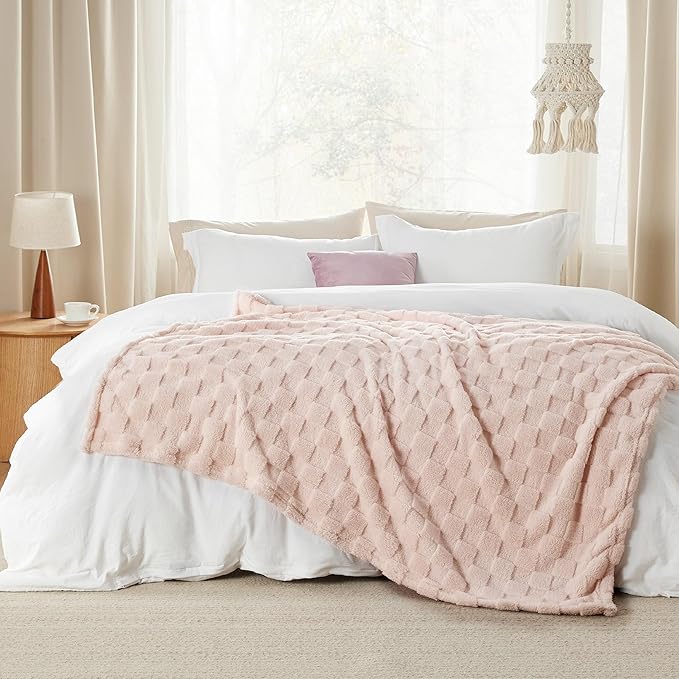 Bedsure GentleSoft Light Pink Throw Blanket for Couch - Super Soft Cozy Blankets Gifts for Kids Girls, Cute Small Fleece Throws for Bedroom Home Decor, 50x70 Inches