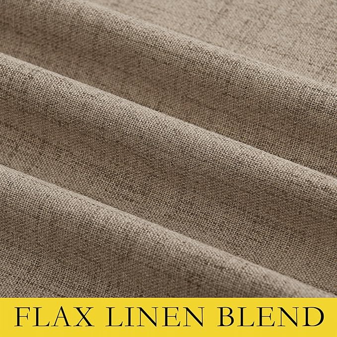 NICETOWN Burlap Vintage Open Linen Weave Flax Thermal Curtains, 100% Blackout Curtains 63" Long for Dining Room, Soundproof Window Treatment Drapes for Gym Room, 42" Wide Per Panel, Set of 2