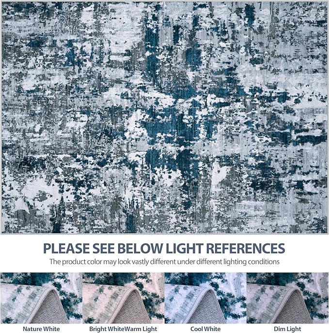 5x8 Area Rugs for Living Room Rug Washable: Abstract Rug for Dining Room Bedroom Carpet Non Slip 5 by 8 Indoor Modern Nursery Home Office Navy Grey
