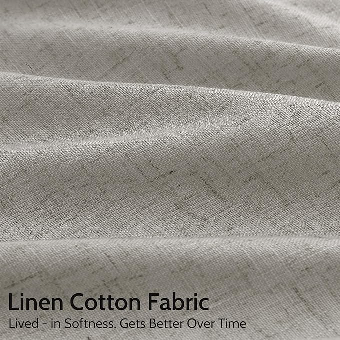 Silver Gery Linen Curtains 96 Inches for Bedroom Living Room Burlap Textured Linen Drapes Rod Back Tab Modern Farmhouse Coastal Decor Light Filtering Curtain for Dinning Room Office 52x96