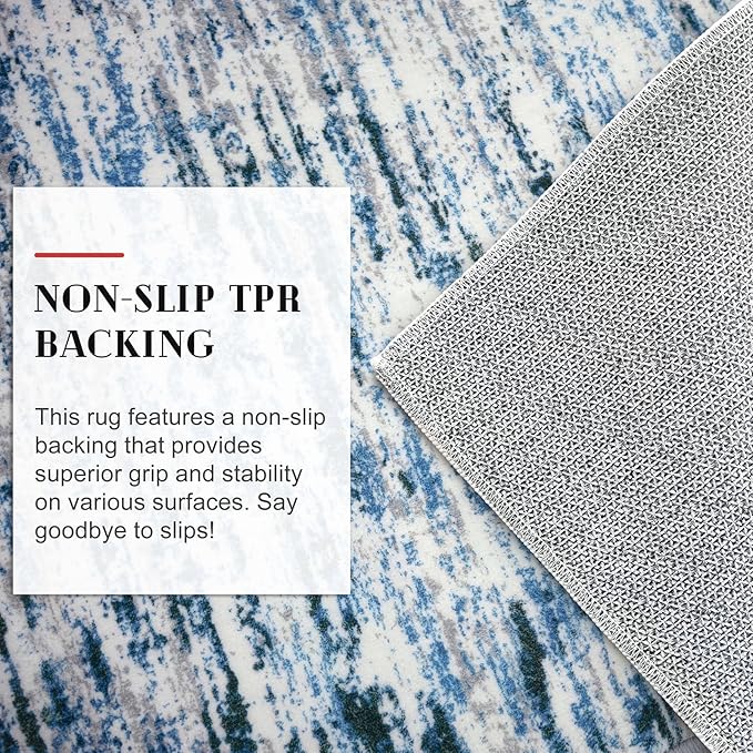 Lansny Modern Abstract Entryway Rug Indoor 2x3 Washable Rug Non-Slip Soft Small Area Rug Grey Blue White Kitchen Mats Thin Print Faux Wool Floor Carpet Throw Rugs for Entrance Bedroom Home Decor