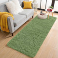 OLANLY 2x6 Machine Washable Runner Rugs for Hallway, Soft Fluffy Shaggy Bedside Rugs for Bedroom, Living Room, Indoor Floor Carpet for Kids Girls and Boys, Home Decor Aesthetic, Green