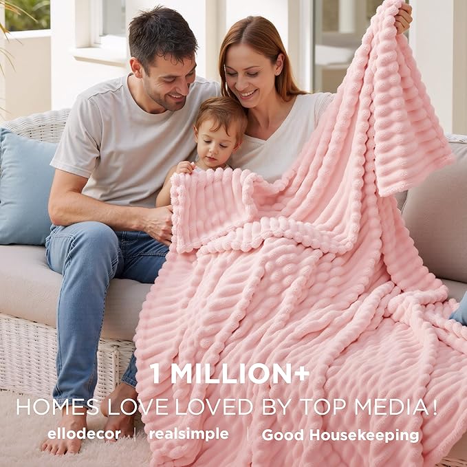 Bedsure GentleSoft Pink Throw Blanket for Couch - Mothers Gifts Day Birthday Gifts for Teen Girls Sister, Soft Cozy Cute Small Fleece Throw Blanket for Women, Coral Pink Room Home Decor, 50x60 Inches