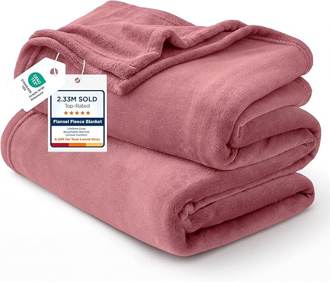 Bedsure GentleSoft Fleece Blankets Twin Size Dusty Rose - 300GSM Lightweight Plush Fuzzy Cozy Soft Blanket for Bed, Sofa, Couch, Travel, Camping, 60x80 inches