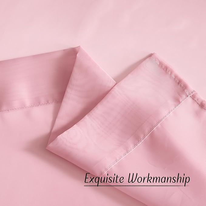 NICETOWN Pink Sheer Curtains 2 Panels for Girls Room, Grommet Voile Sheer Window Treatments Airy & Elegant Light Filtering Drapes for Bedroom, W54 x L84, 2 Panels