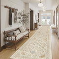 Madane Hallway Runner Rug 2'6''x14', Non Slip Vintage Runners for Hallways Washable Kitchen Rugs Soft Low Pile 2.5x14 ft Rug Runner for Laundry Room, Entryway and Bedroom, Beige/Blue