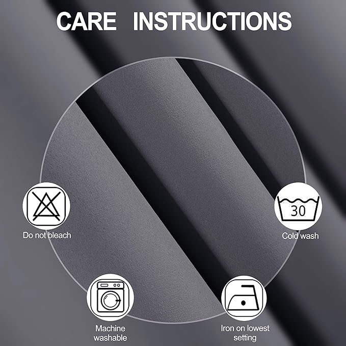 LEMOMO Grey Blackout Curtains 52 x 63 Inch/Gray Curtains Set of 2 Panels/Room Darkening Curtains for Bedroom Thermal Insulated Drape