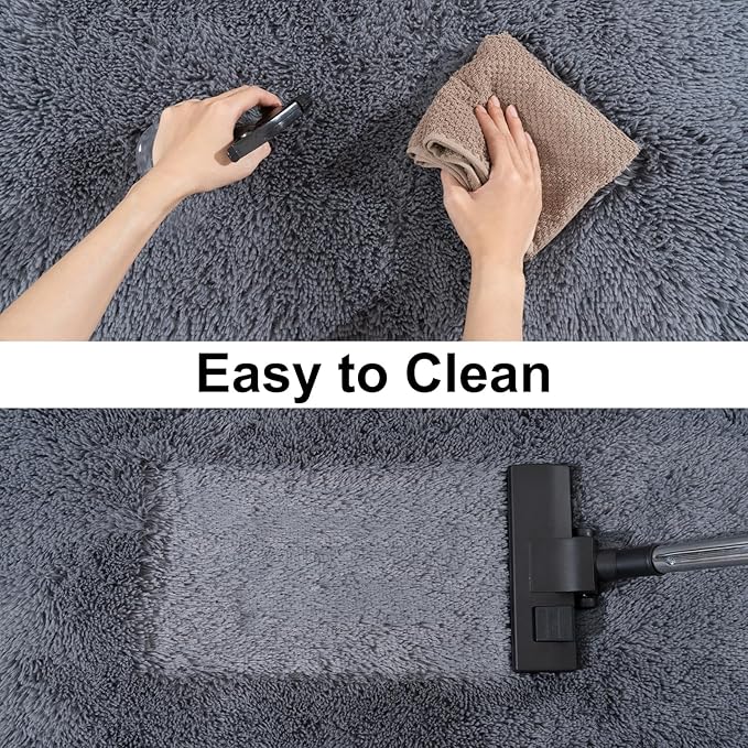 Ultra Soft Runner Rugs for Bedroom Hallways with Upgraded Non-Slip Rubber Backing & Thick Memory Sponge, 2 Packs 2x4 Feet Fluffy Shag Throw Area Rug for Bedside Dorm Dark Grey