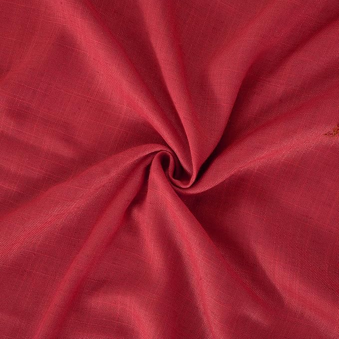 BGment Red Linen Kitchen Curtains Window Over Sink, Short Semi Sheer Drapes with Rod Pocket Lightweight for Cafe Bathroom Windows, 2 Panels Set, Each 30 Inch Wide