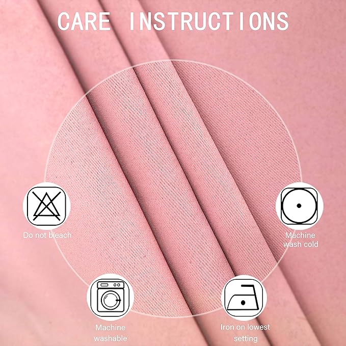 LEMOMO Pink Blackout Curtains 34 x 84 Inch Length/Set of 2 Curtain Panels/Thermal Insulated Room Darkening Blackout Curtains for Bedroom