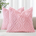 decorUhome Summer Throw Pillow Covers 20x20 Inch Set of 2, Soft Plush Faux Wool Light Pink Solid Couch Pillow Covers, Accent Farmhouse Neutral Square Pillow Cases for Sofa Bed Living Room