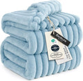Bedsure GentleSoft Blue Fleece Blanket for Couch - Cozy Soft Blankets for Women, Cute Small Throws for Girls, Light Blue, 108x90 Inches