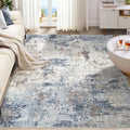 UERMEI 9x12 Area Rug Living Room Rugs Thickened - Washable Neutral Modern Abstract Soft Rug Indoor Floor No Slip Rug Carpet for Bedroom Under Dining Table Home Office Decor - Denim Blue