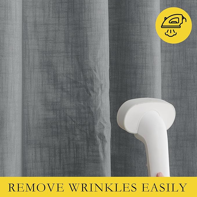 NICETOWN 100% Absolutely Blackout Linen Curtains with Thermal Insulated White Liner, 52" Wide, 2 Panels, 84 inches Long Drapes, Grommet Retro Dove Grey Linen Vertical Drapes Privacy for Bedroom