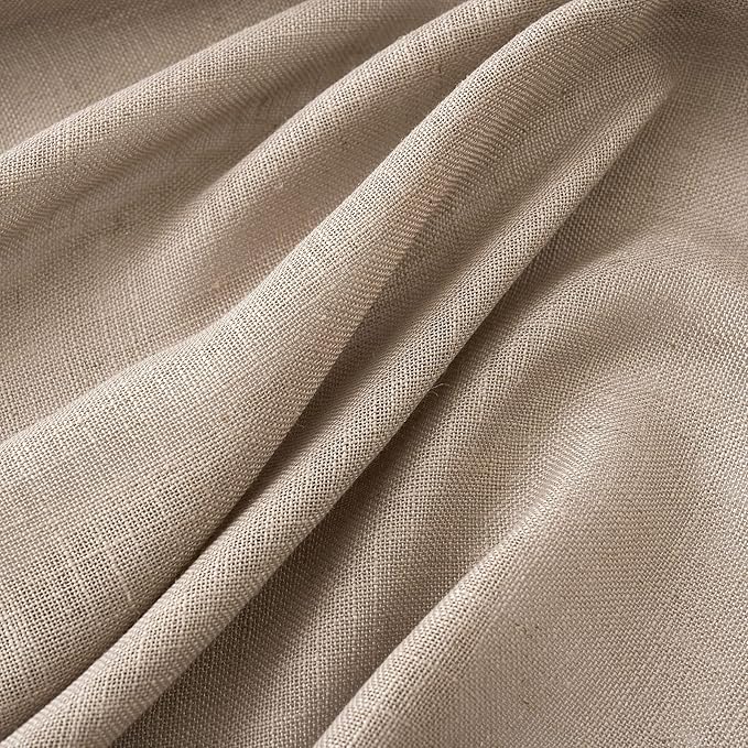 MIULEE Taupe Linen Curtains 96 Inch Long for Bedroom Living Room, Soft Thick Linen Textured Window Drapes Semi Sheer Light Filtering Back Tab Rod Pocket Burlap Look Farmhouse Country Decor, 2 Panels
