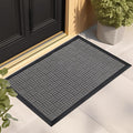 Mibao Front Door Mat, Heavy Duty Durable Welcome Mat for Outdoor Indoor, Dirt Trapper Waterproof Super Absorbent Door Mat for Entryway Outside Patio Porch, 35.5" x 24", Light Grey