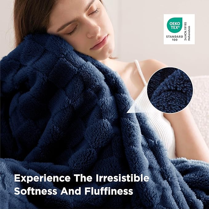 Bedsure GentleSoft Twin Blanket for Bed Navy - Super Soft Cozy Blankets for Kids Girls, Cute Fuzzy Fleece Throws for Bedroom Couch, 60x80 Inches
