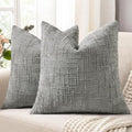 decorUhome Neutral Grey Chenille Throw Pillow Covers 18x18 Set of 2 Textured Soft Cozy Slubby Couch Pillow Covers Modern Farmhouse Boho Decorative Pillow Cases for Bed Sofa Living Room