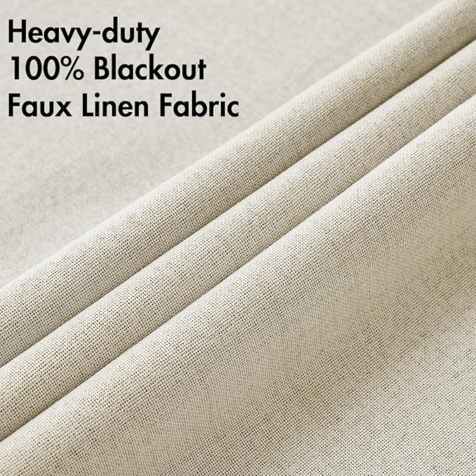 MIULEE 100% Blackout Polyester Textured Curtains for Bedroom Solid Thermal Insulated Cream Grommet Room Darkening Curtains & Drapes Luxury Decor for Living Room Nursery 52 x 90 Inch (2 Panels)