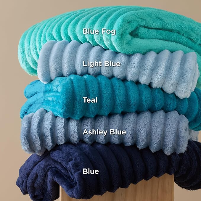 Bedsure GentleSoft Throw Blanket for Couch - Cozy Soft Blankets for Women, Cute Small Throws for Girls, Blue, 50x70 Inches