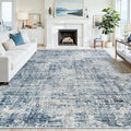 8x10 Area Rugs for Living Room Washable Rug: Anti-Skid Abstract Modern Living Room Rug Soft Thin Carpets Indoor Floor Non-Shedding Carpet for Bedroom Dining Farmhouse Nursery Home Office Blue Gold