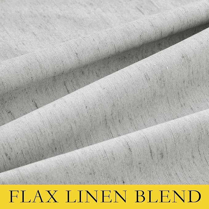 NICETOWN Grey Long Linen Full Shade Panels, 62" Wide x 108" Long, Pair of Thermal Insulated & Energy Efficiency Blackout Curtains for Living Room Windows, Lined Silky Performance Window Dressing