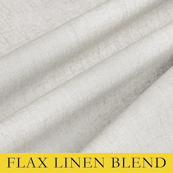 NICETOWN Linen Blackout Curtains for Kitchen, Ivory, 2 Panels, 42" Wide x 45" Long, Short Kitchen Burlap Linen 100% Blackout Drape Panels for Night Shift, Great Job for Blocking Light