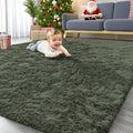 OLANLY 5x7 Machine Washable Large Area Rugs for Living Room, Bedroom, Soft Fluffy Shaggy Bedside Rug, Indoor Floor Carpet for Kids Girls and Boys, Dorms, Nursery, Home Decor Aesthetic, Olive Green