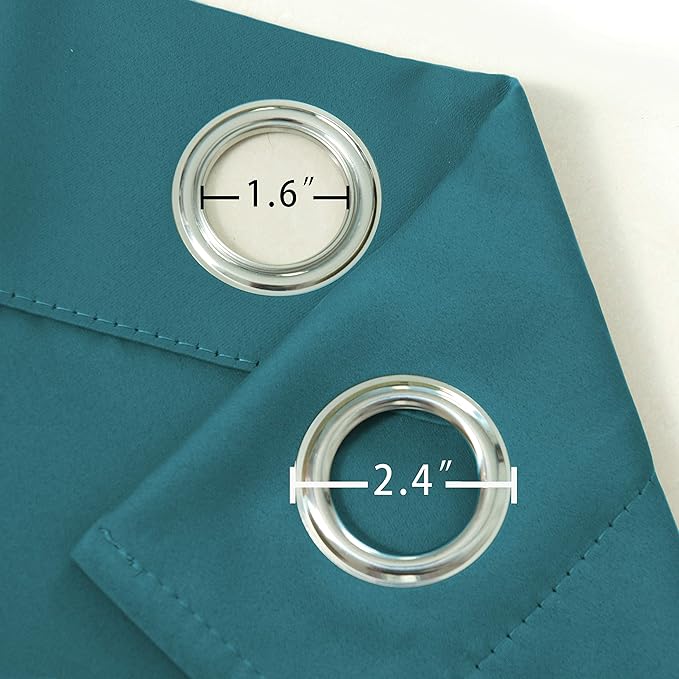 LEMOMO Sea Teal Thermal Blackout Curtains/38 x 63 Inch/Set of 2 Panels Room Darkening Curtains for Bedroom