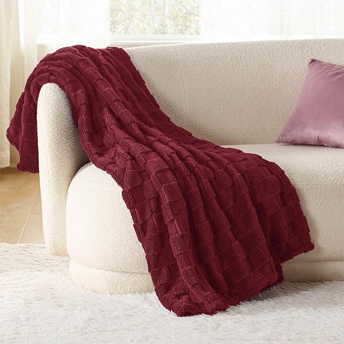 Bedsure GentleSoft Throw Blanket for Couch - Red Checkered Fleece Mother's Day Blankets Gifts for Kids Girls, Cute Soft Cozy Throw for Bedroom Home Decor Gifts, 50x60 Inches