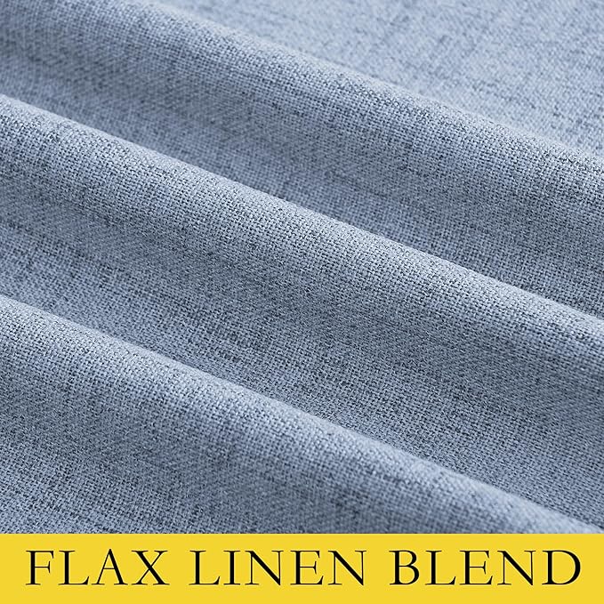 NICETOWN Stone Blue Vintage Linen 100% Blackout Curtains for Living Room, Thermal Insulated Curtains 120“ Long, Noise Reducing Window Treatment Drapes for Home Office, 62" Wide Per Panel, Set of 2