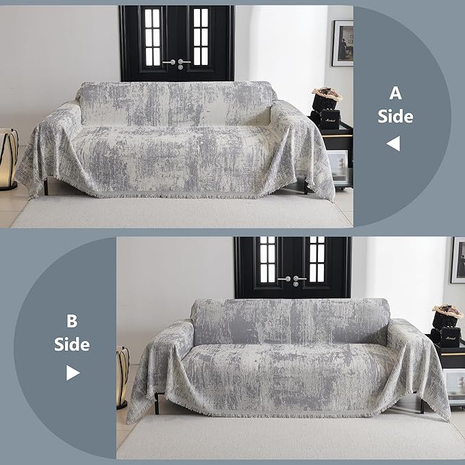 MYSKY HOME Couch Cover for Sectional Sofa Set Furniture Sofa Cover Washable for Dog Cat Pet Couch Cover 3 Cushion Couch Sofa Chenille Couch Protector Multi Use Couch Covers Blanket,91" X150"