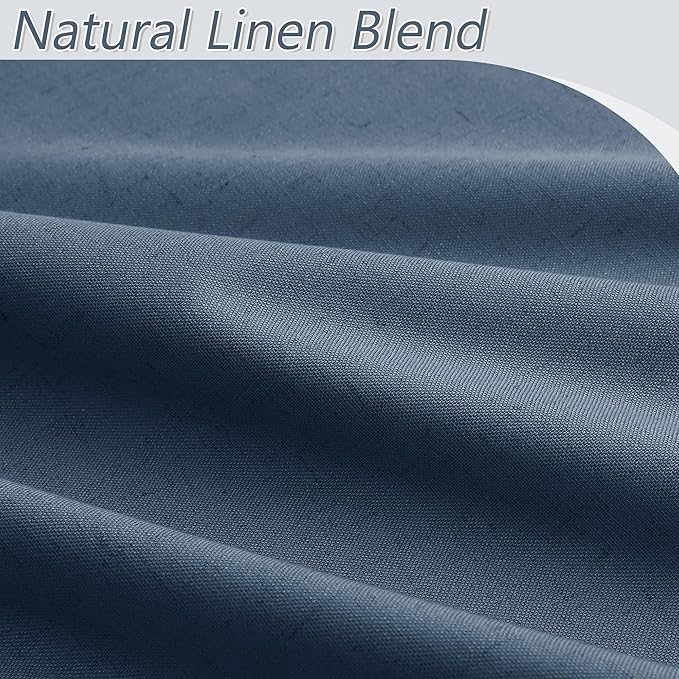 Guken 100% Blackout Curtains 102 Inch Length 2 Panels Set for Living Room Bedroom Back Tab Thermal Insulated Black Out Linen Drapes Room Darkening Window Curtains 102 Inches Long,Denim Blue