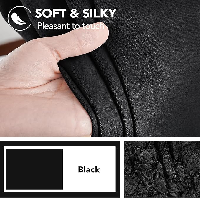 Deconovo Back Tab and Rod Pocket Blackout Curtains - (Black Color, 52x63 Inch, 2 Panles), Thermal Insulated Blackout Curtains for Bedroom