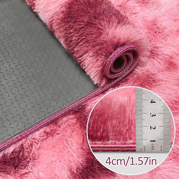 Tie-Dyed Red 2x8 Machine Washable Runner Rugs for Hallway Soft Fluffy Shaggy Bedside Rugs for Bedroom Living Room Indoor Floor Carpet for Kids Girls and Boys Nursery Rooms Home Decor Aesthetic