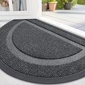 OLANLY Half Circle Door Mat Indoor Outdoor Entrance Welcome, Waterproof All-Season, All-Weather Doormat, Sturdy Natural Rubber, Low Profile, Easy Clean Patio Porch Entryway Mat, 47x23, Grey