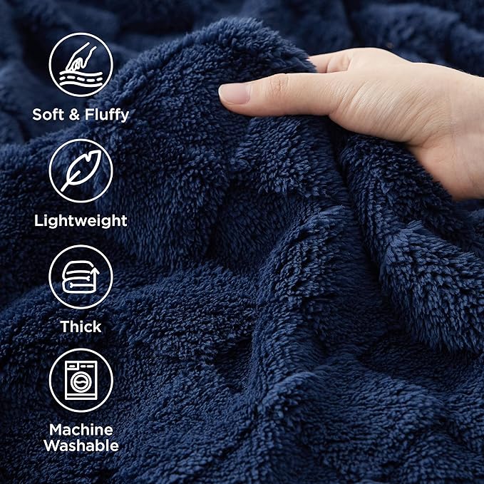 Bedsure GentleSoft Navy Throw Blanket for Couch - Super Soft Cozy Blankets Gifts for Kids Girls, Cute Small Fleece Throws for Bedroom Home Decor, 50x70 Inches