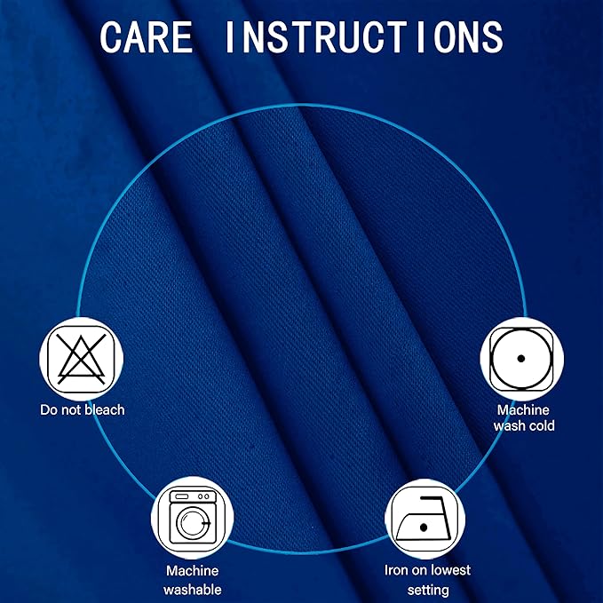 LEMOMO Blackout Curtains 38 x 63 inch/Royal Blue Curtains Set of 2 Panels/Thermal Insulated Room Darkening Bedroom Curtains