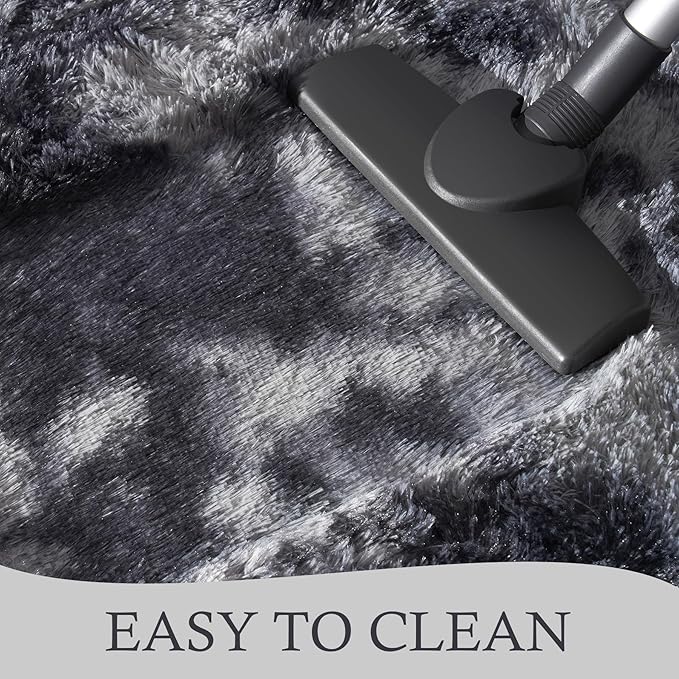 Chicrug Soft Runner Rugs for Bedroom Living Room Plush Fluffy Rug 2x10 Feet, Shag Furry Area Rug Carpet Non Shedding for Nursery Children Kids Girls Room Home Decorative, Grey and Black
